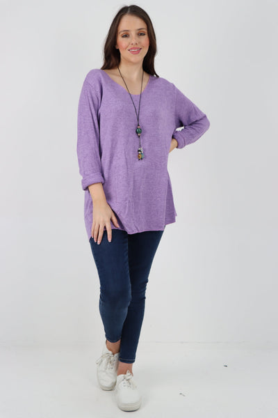 Soft Knitted Long Sleeve Necklace Top