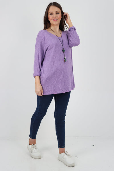 Soft Knitted Long Sleeve Necklace Top