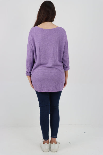 Soft Knitted Long Sleeve Necklace Top