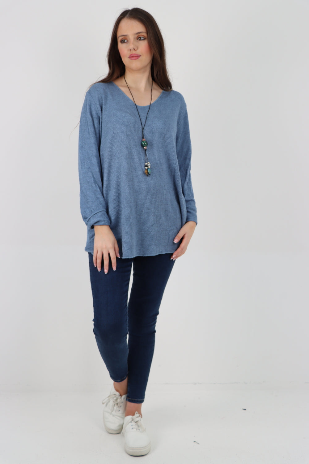 Soft Knitted Long Sleeve Necklace Top