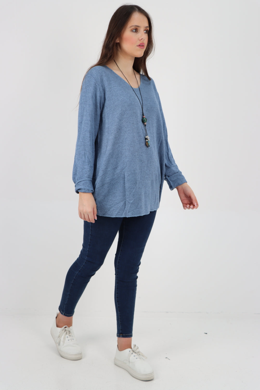 Soft Knitted Long Sleeve Necklace Top