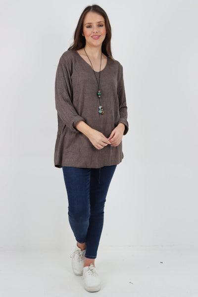 Soft Knitted Long Sleeve Necklace Top