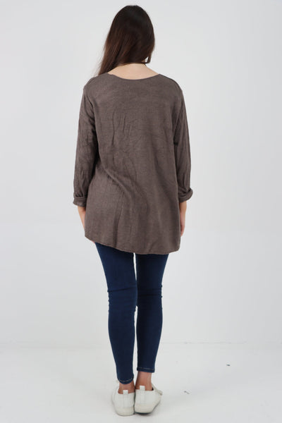 Soft Knitted Long Sleeve Necklace Top