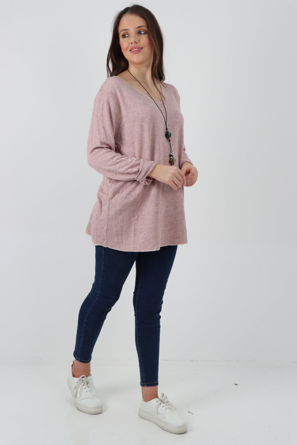 Soft Knitted Long Sleeve Necklace Top