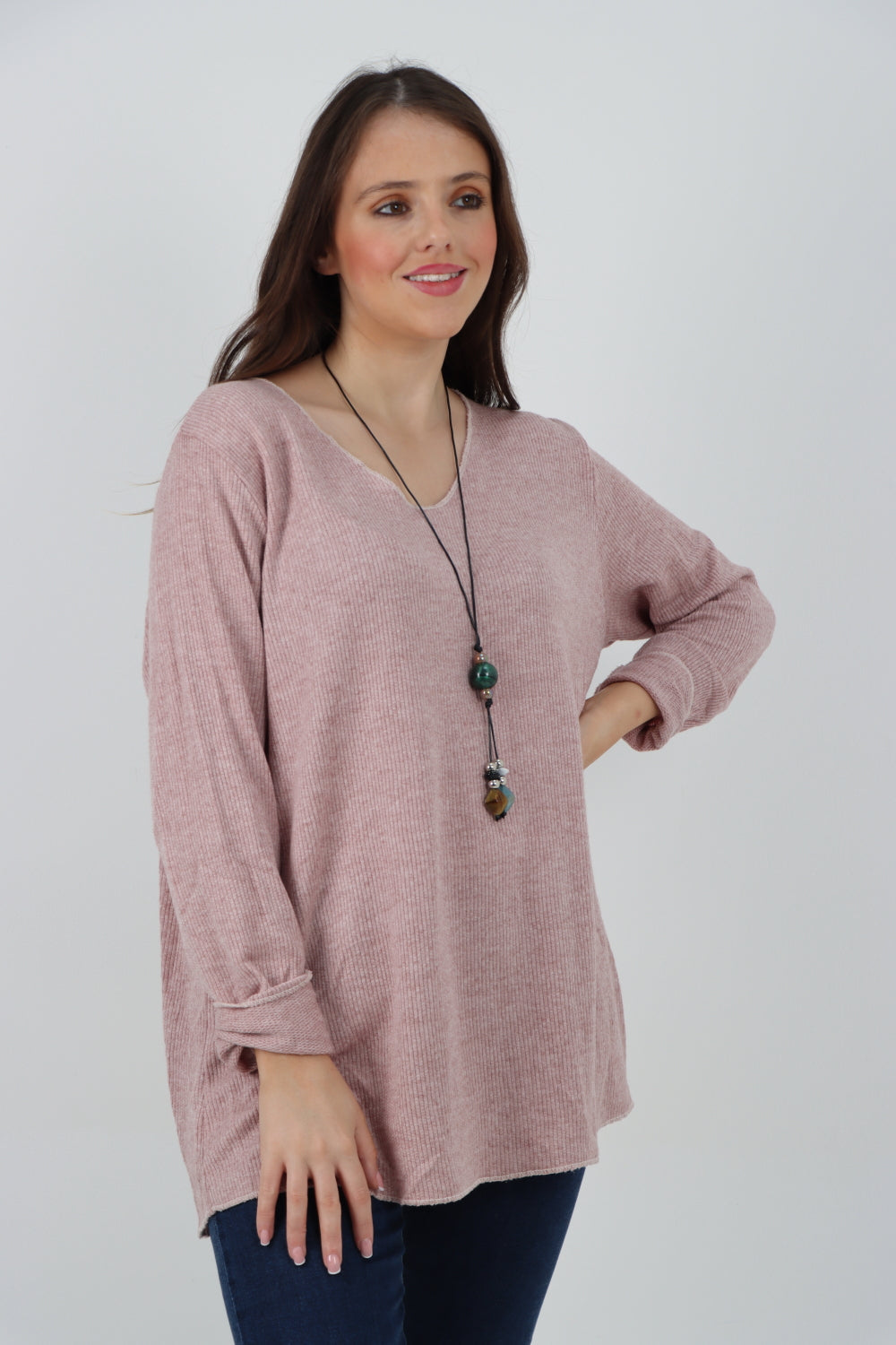 Soft Knitted Long Sleeve Necklace Top