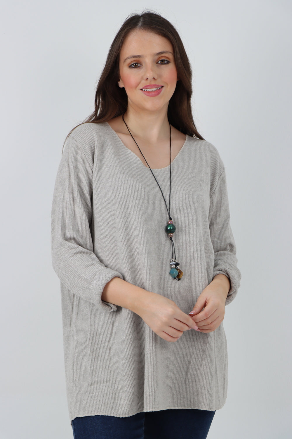 Soft Knitted Long Sleeve Necklace Top