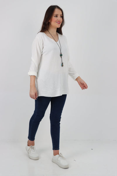 Soft Knitted Long Sleeve Necklace Top