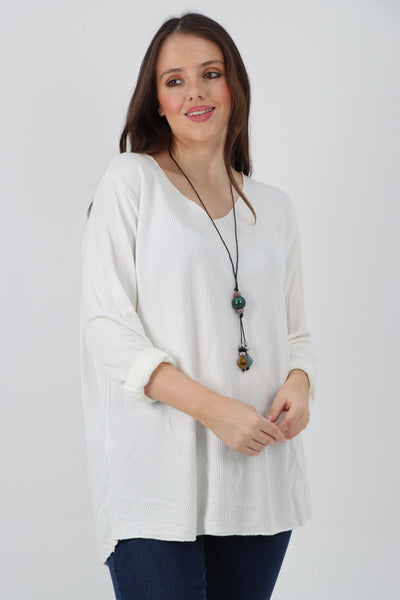 Soft Knitted Long Sleeve Necklace Top