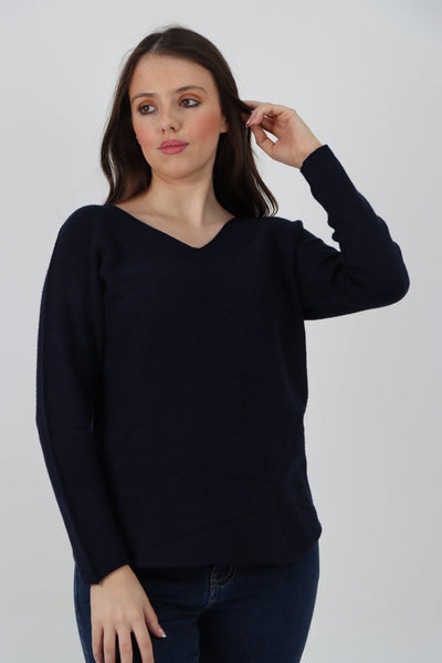 Knitted V Neck Plain Basic Jumper Top