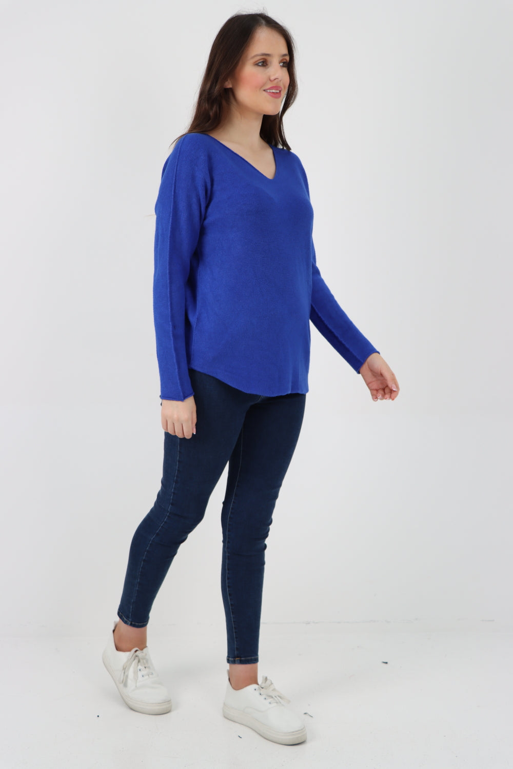 Knitted V Neck Plain Basic Jumper Top