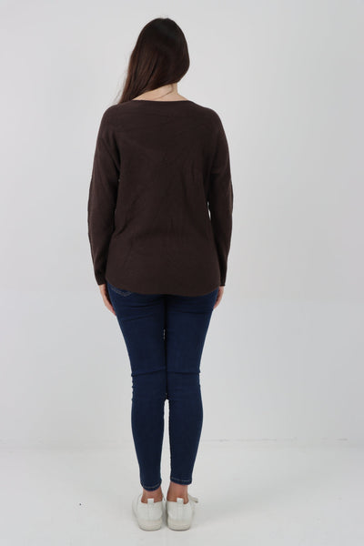 Knitted V Neck Plain Basic Jumper Top