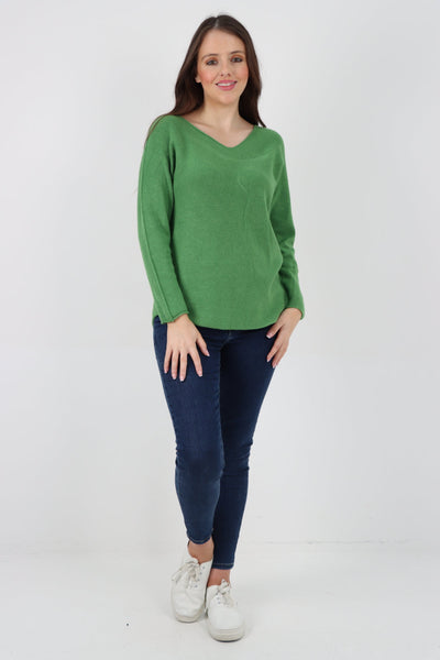 Knitted V Neck Plain Basic Jumper Top