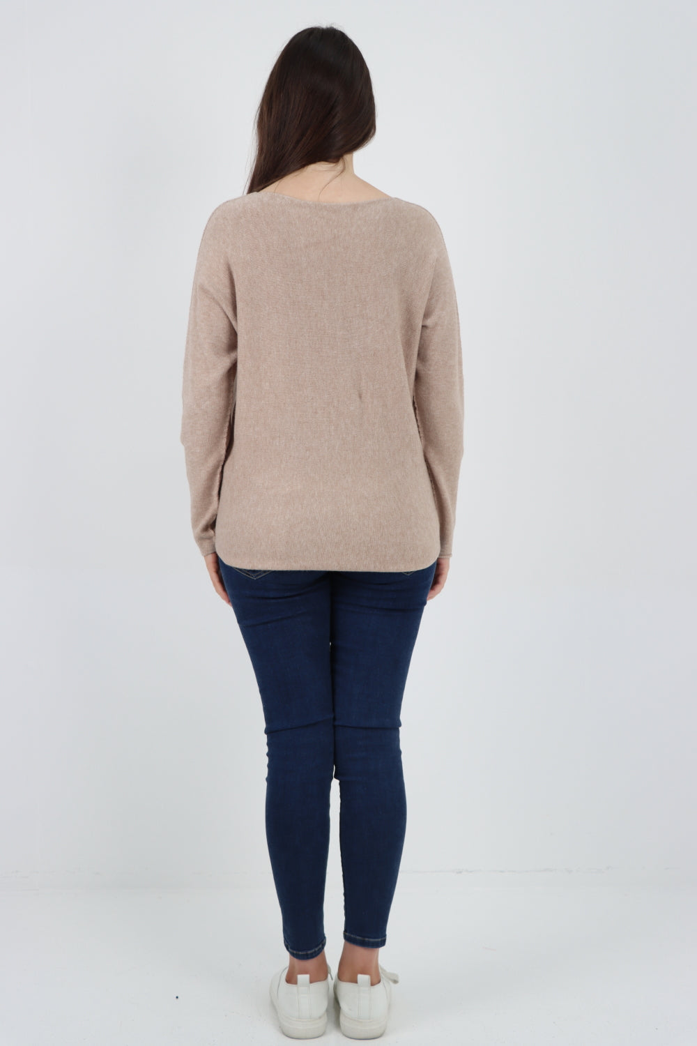 Knitted V Neck Plain Basic Jumper Top