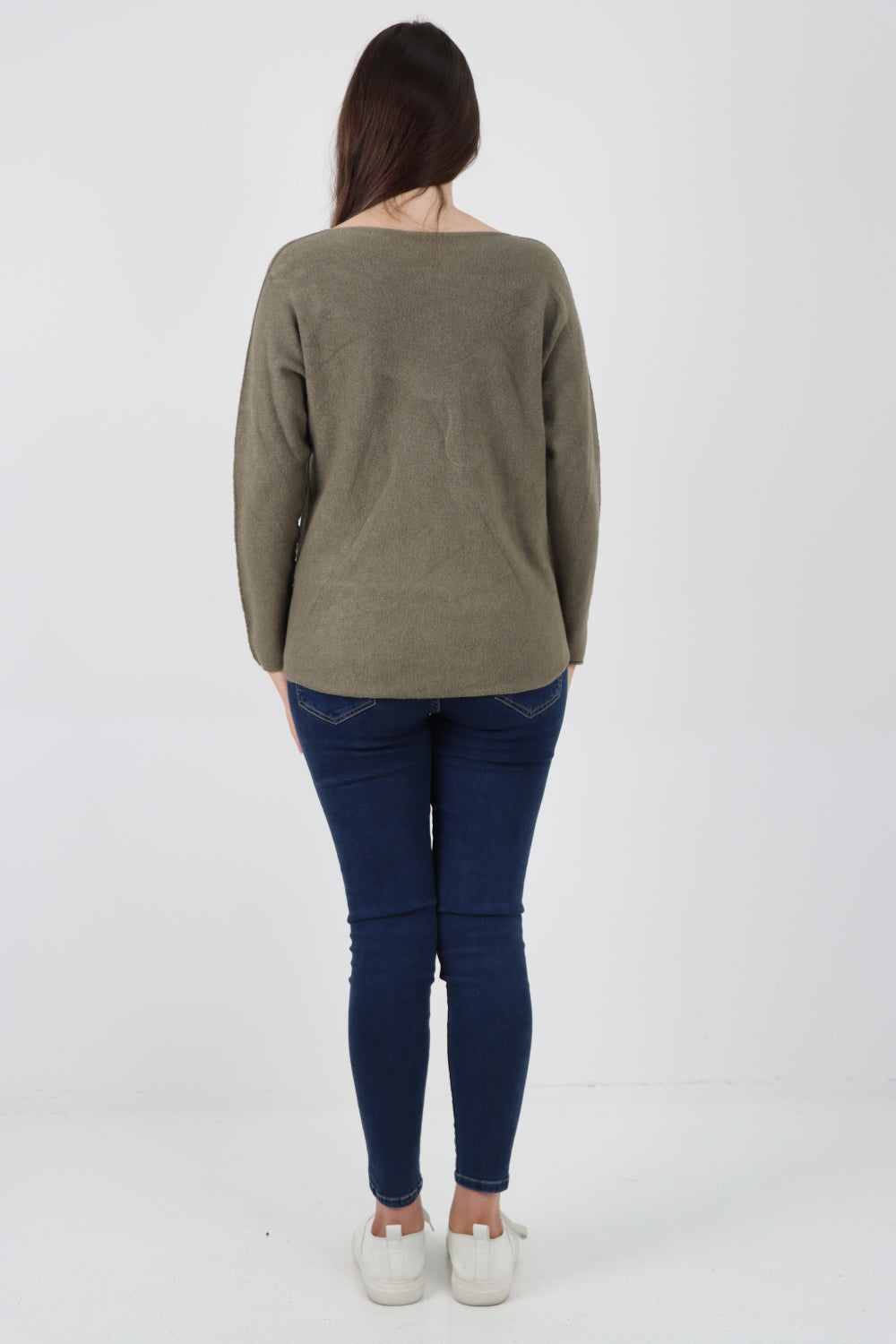 Knitted V Neck Plain Basic Jumper Top