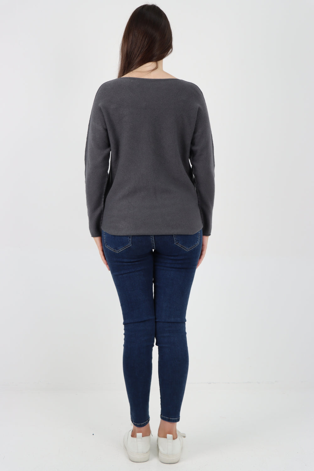 Knitted V Neck Plain Basic Jumper Top