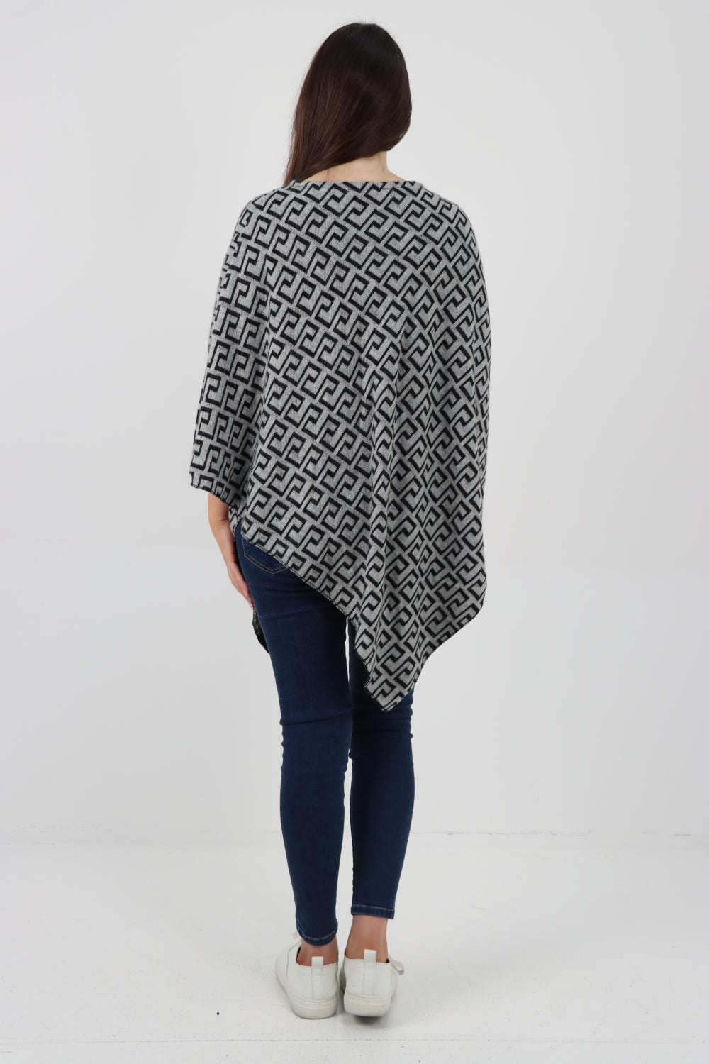 Printed Round Neck Poncho Top