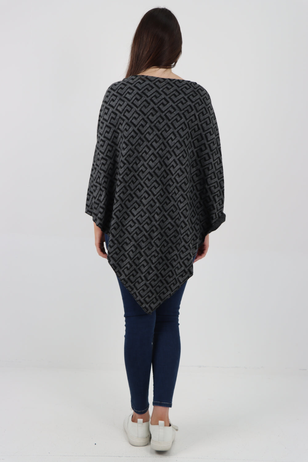 Printed Round Neck Poncho Top