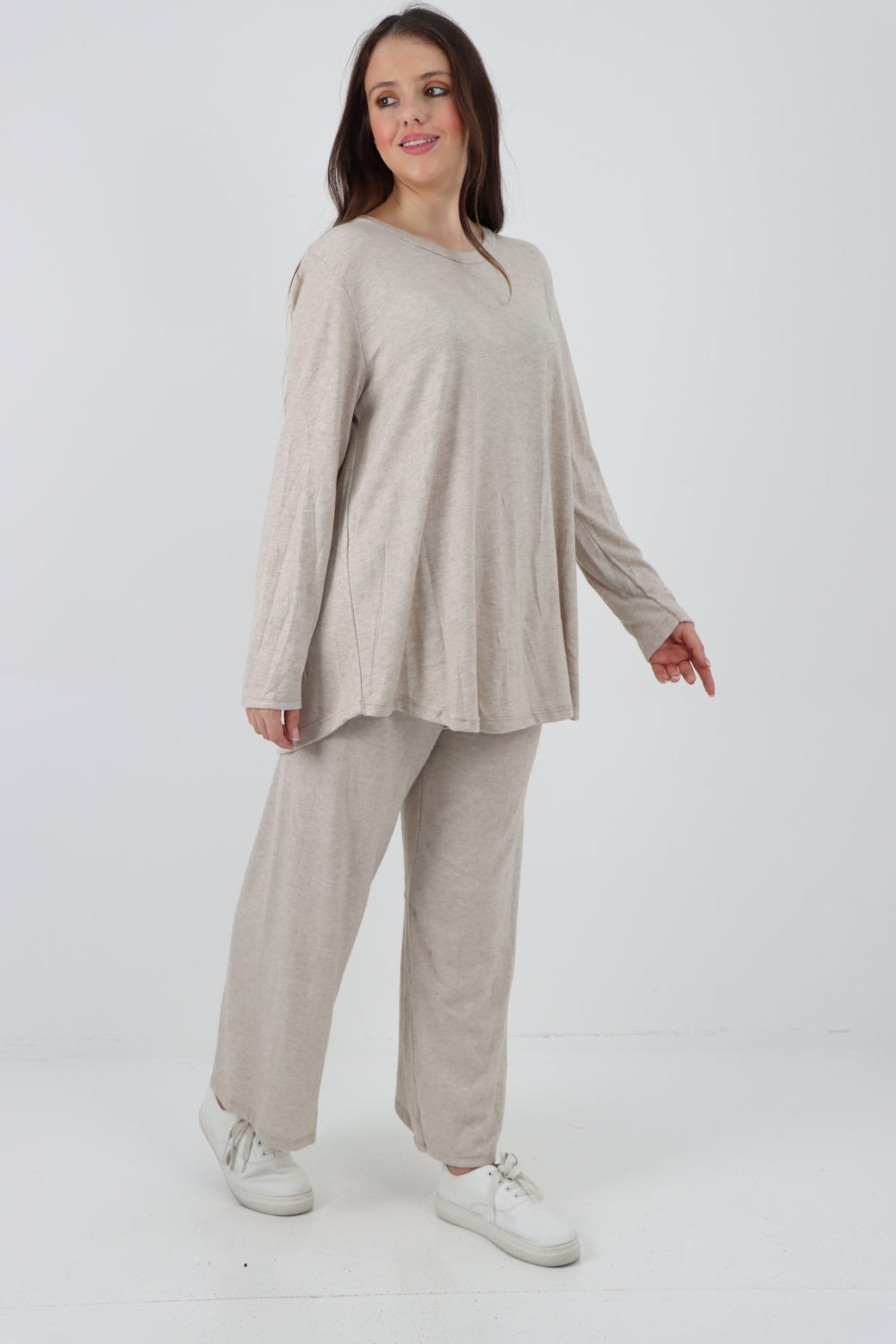 Plain Long Sleeve Top & Trouser Soft Knit Co - Ord Set