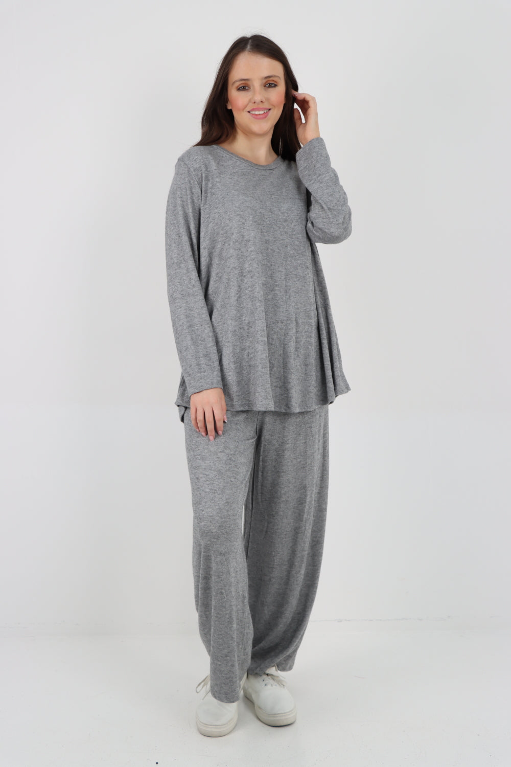 Plain Long Sleeve Top & Trouser Soft Knit Co - Ord Set