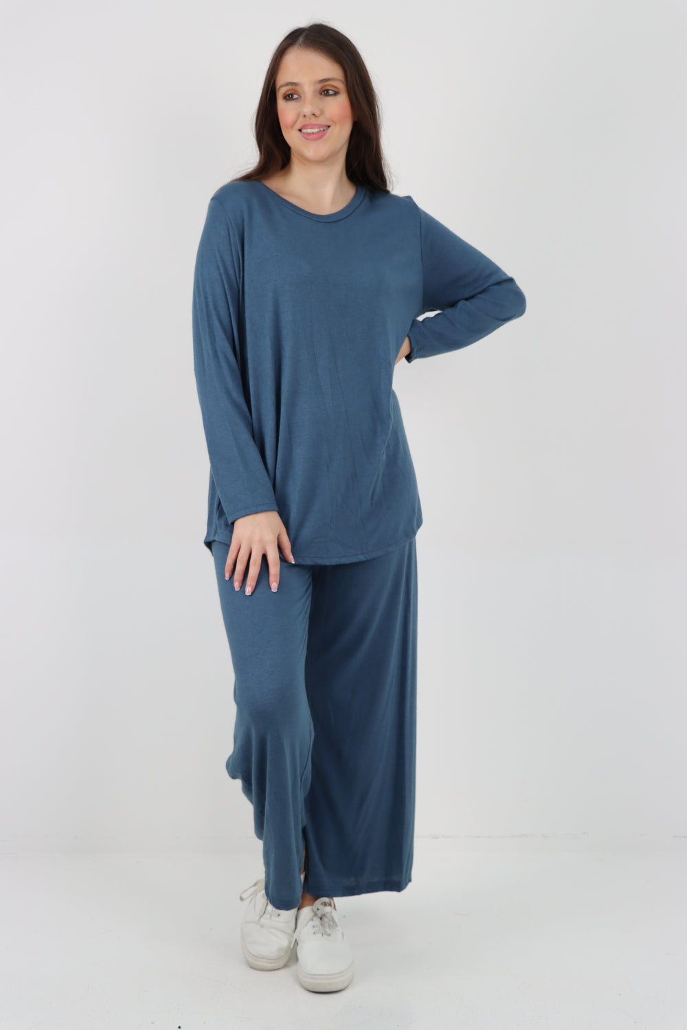 Plain Long Sleeve Top & Trouser Soft Knit Co - Ord Set