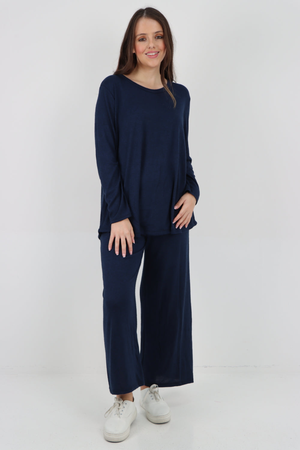 Plain Long Sleeve Top & Trouser Soft Knit Co - Ord Set