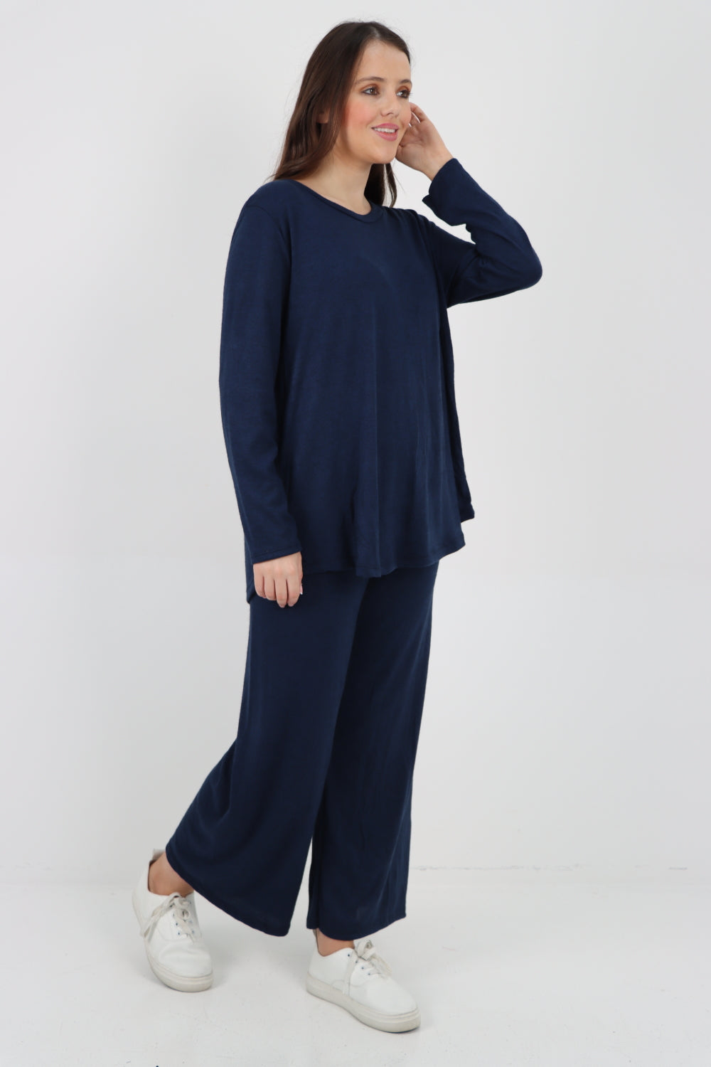 Plain Long Sleeve Top & Trouser Soft Knit Co - Ord Set