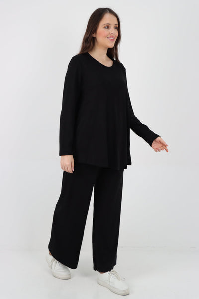 Plain Long Sleeve Top & Trouser Soft Knit Co - Ord Set