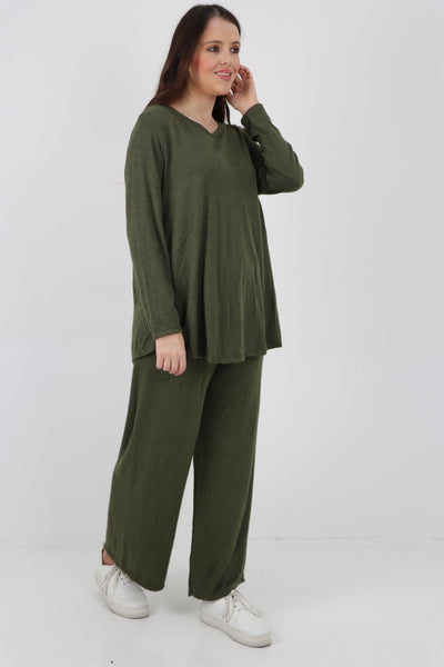 Plain Long Sleeve Top & Trouser Soft Knit Co - Ord Set