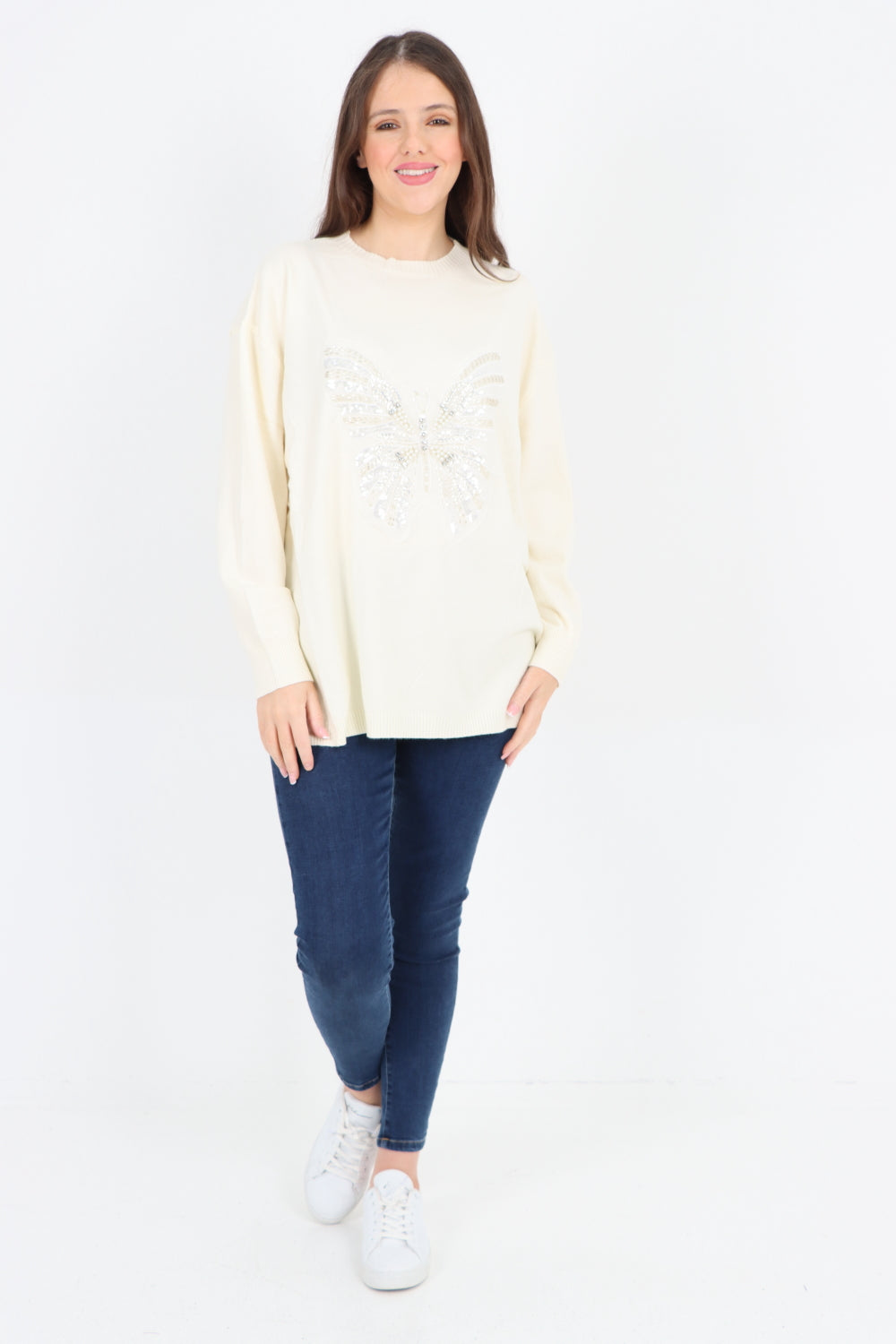 Butterfly Print Soft Knit Jumper Top