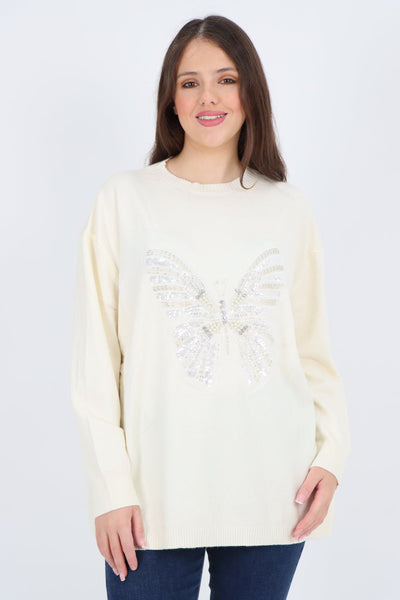 Butterfly Print Soft Knit Jumper Top