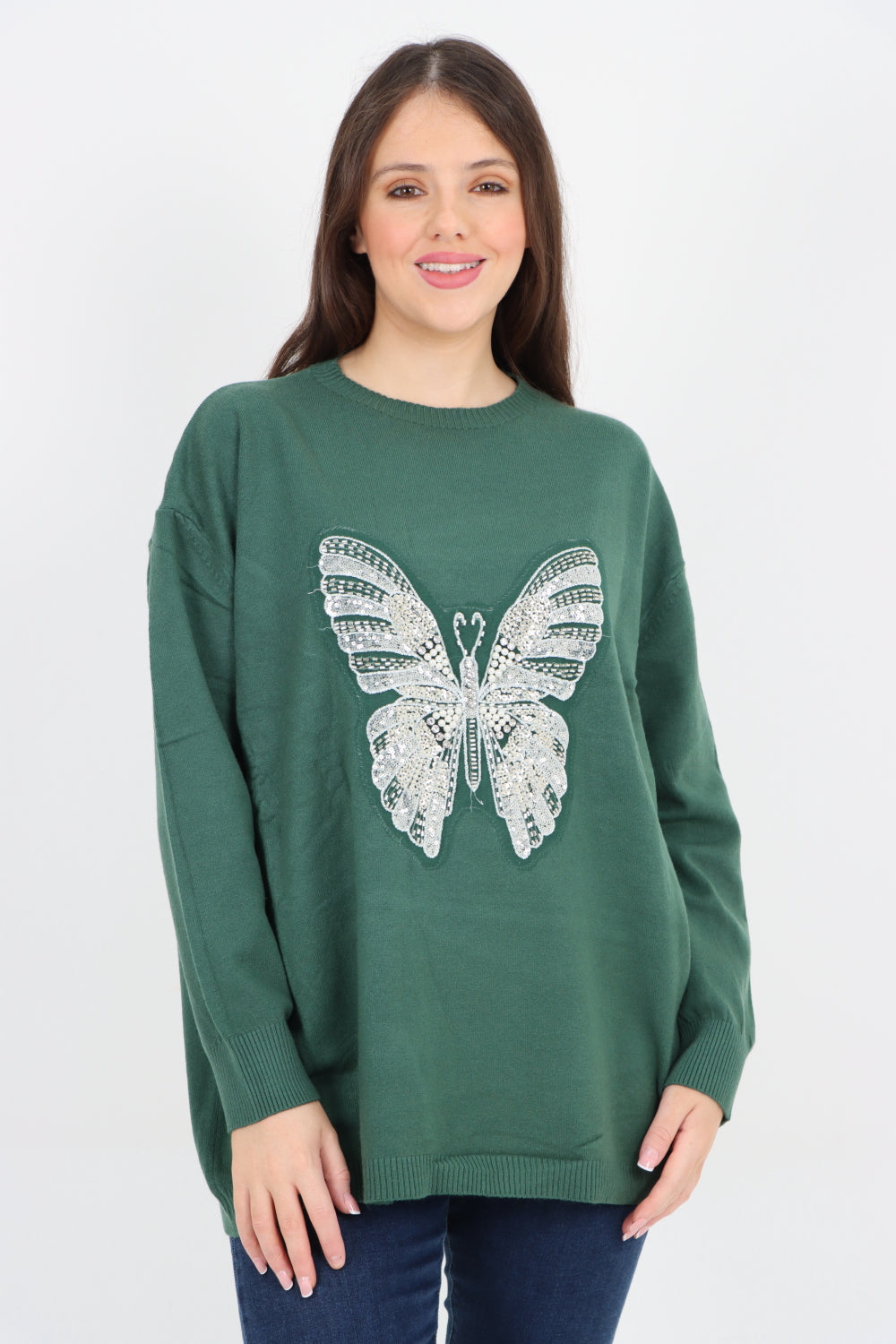 Butterfly Print Soft Knit Jumper Top