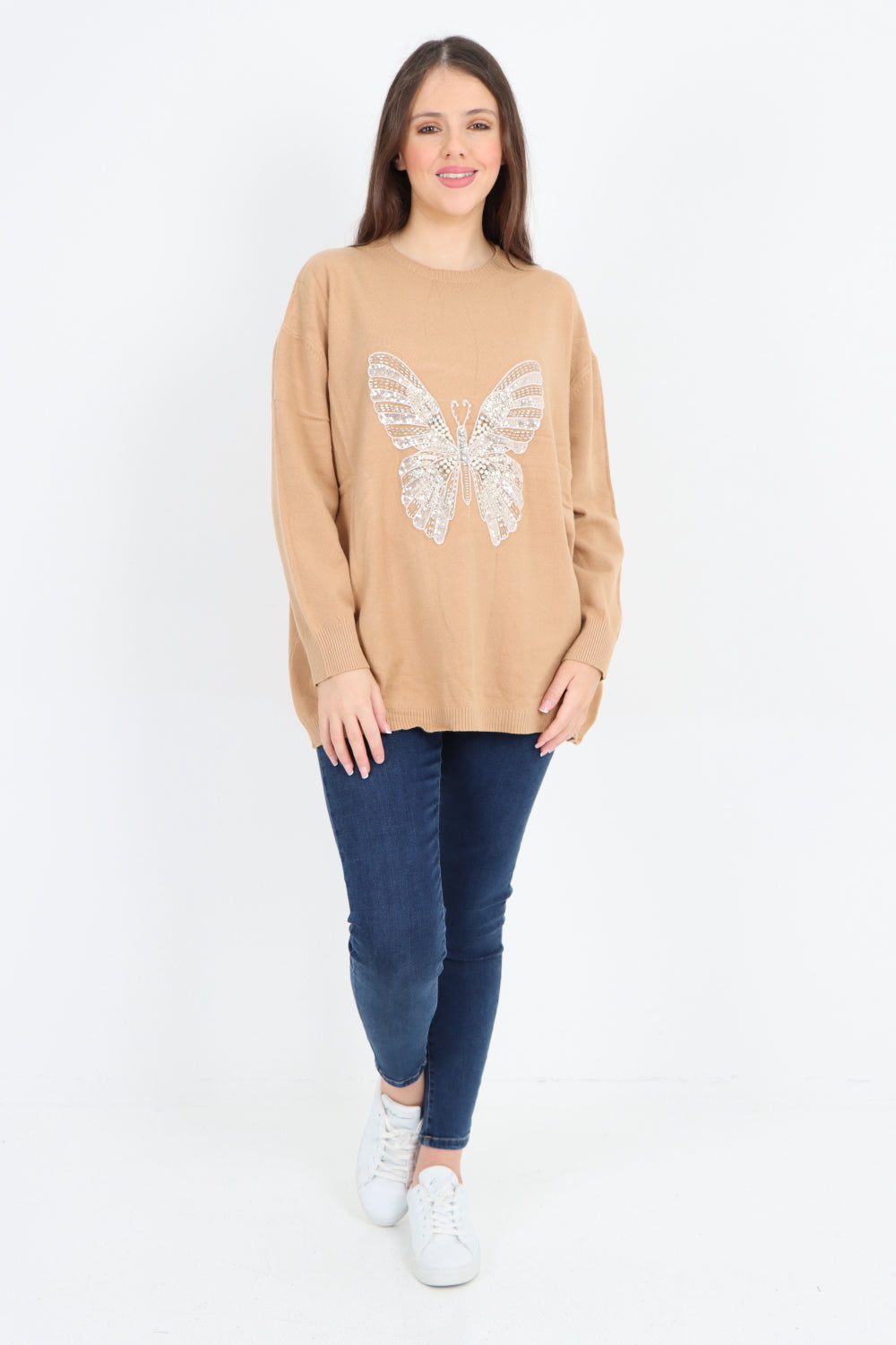 Butterfly Print Soft Knit Jumper Top