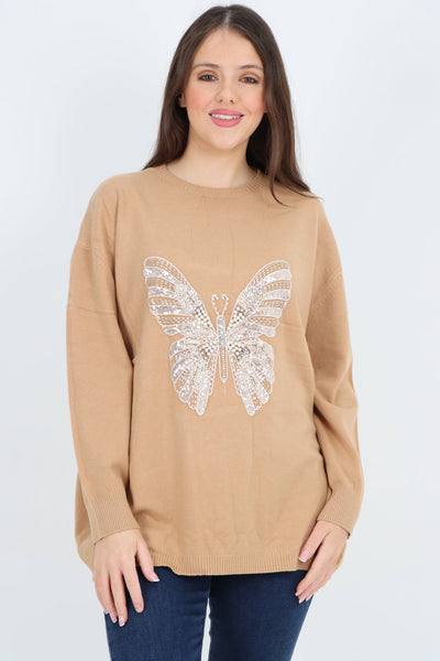 Butterfly Print Soft Knit Jumper Top