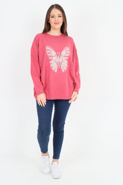 Butterfly Print Soft Knit Jumper Top