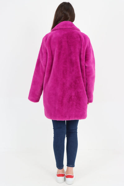 Mid Length Faux Fur Long Sleeve Teddy Coat