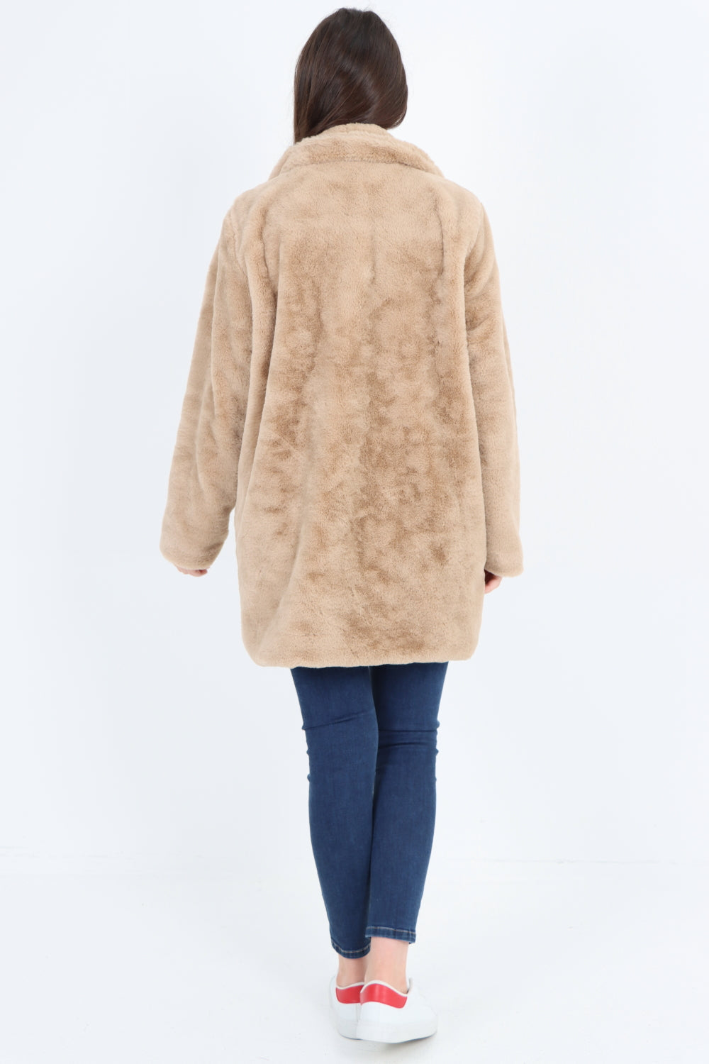 Mid Length Faux Fur Long Sleeve Teddy Coat