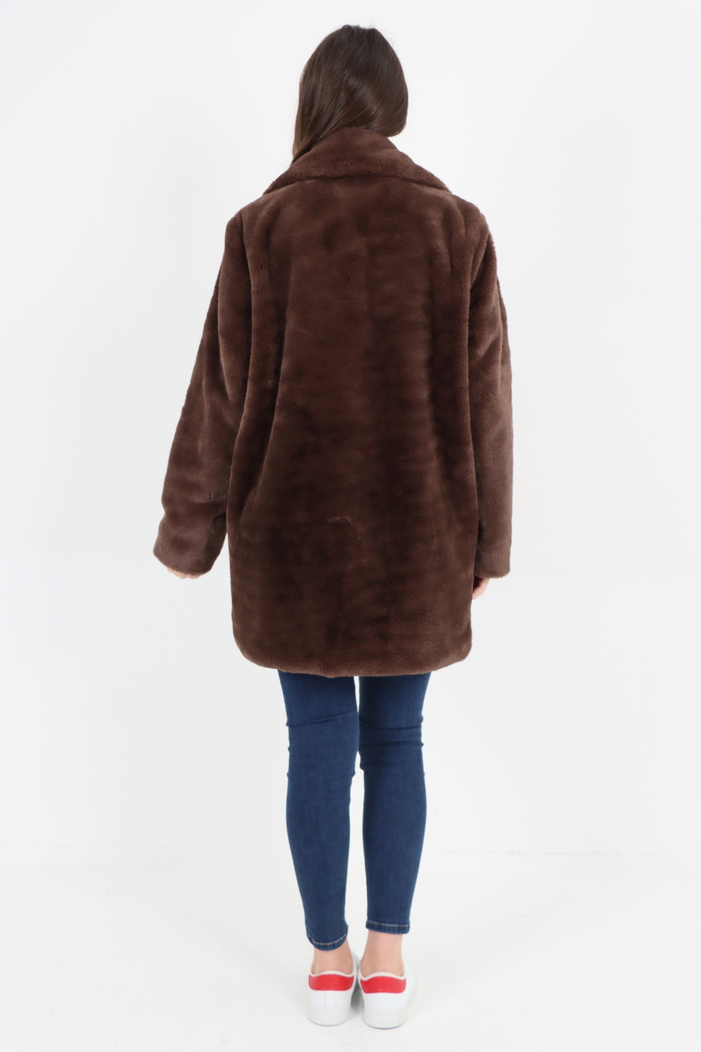 Mid Length Faux Fur Long Sleeve Teddy Coat