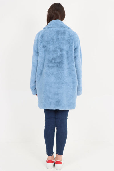 Mid Length Faux Fur Long Sleeve Teddy Coat