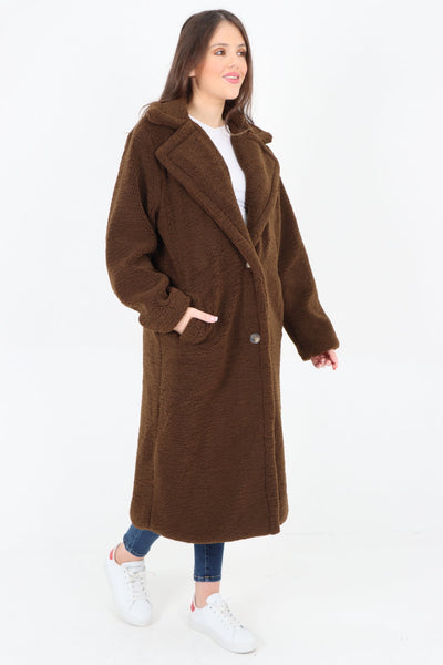 Long Length Open Front Button Borge Teddy Coat