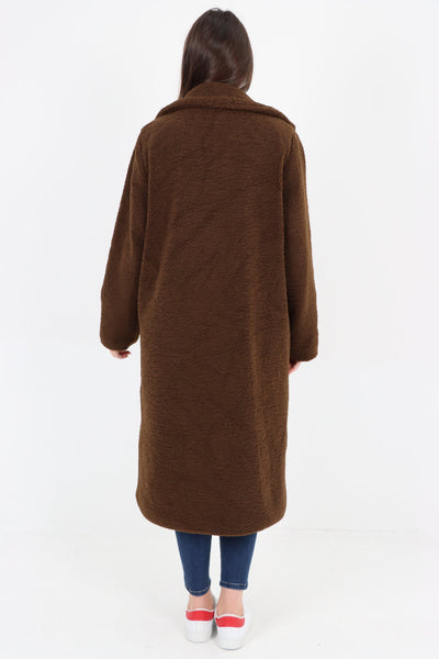 Long Length Open Front Button Borge Teddy Coat