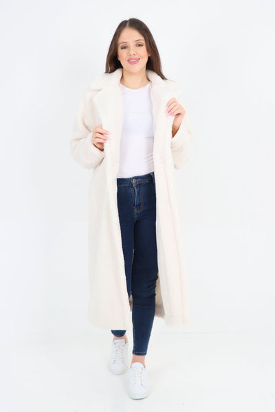 Long Length Open Front Button Borge Teddy Coat