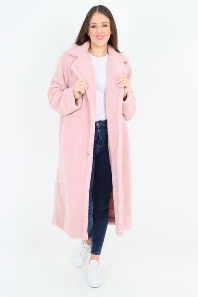 Long Length Open Front Button Borge Teddy Coat