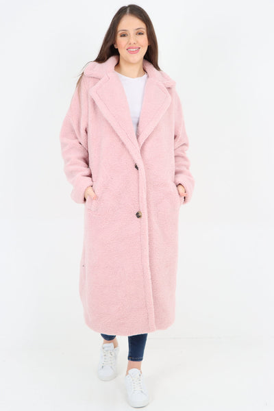 Long Length Open Front Button Borge Teddy Coat