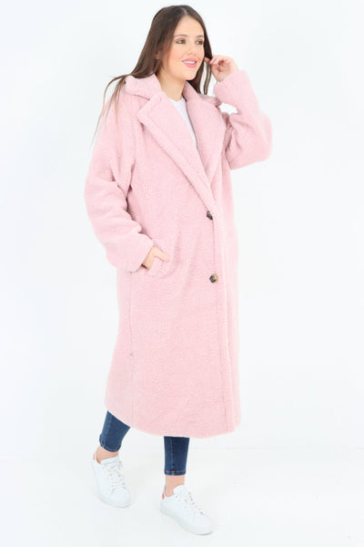 Long Length Open Front Button Borge Teddy Coat