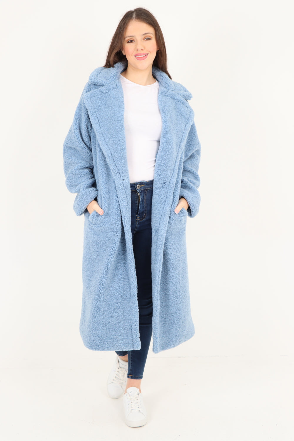 Long Length Open Front Button Borge Teddy Coat