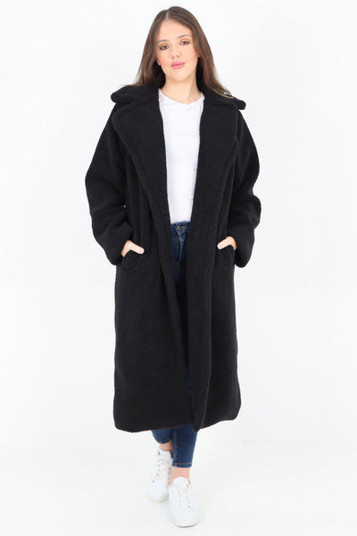 Long Length Open Front Button Borge Teddy Coat