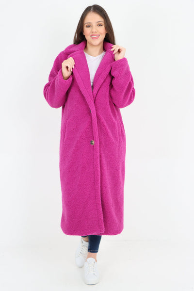 Long Length Open Front Button Borge Teddy Coat