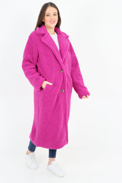 Long Length Open Front Button Borge Teddy Coat