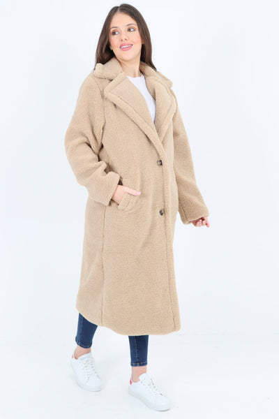 Long Length Open Front Button Borge Teddy Coat