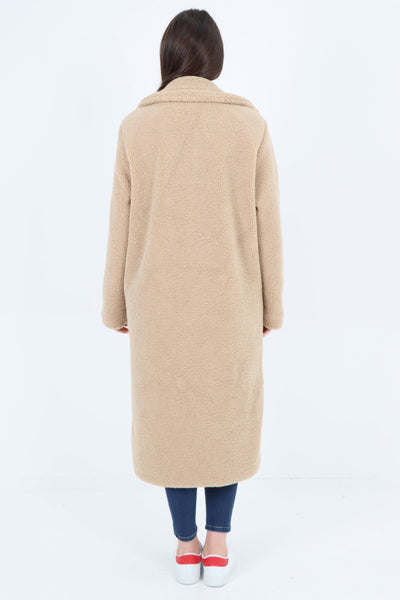 Long Length Open Front Button Borge Teddy Coat